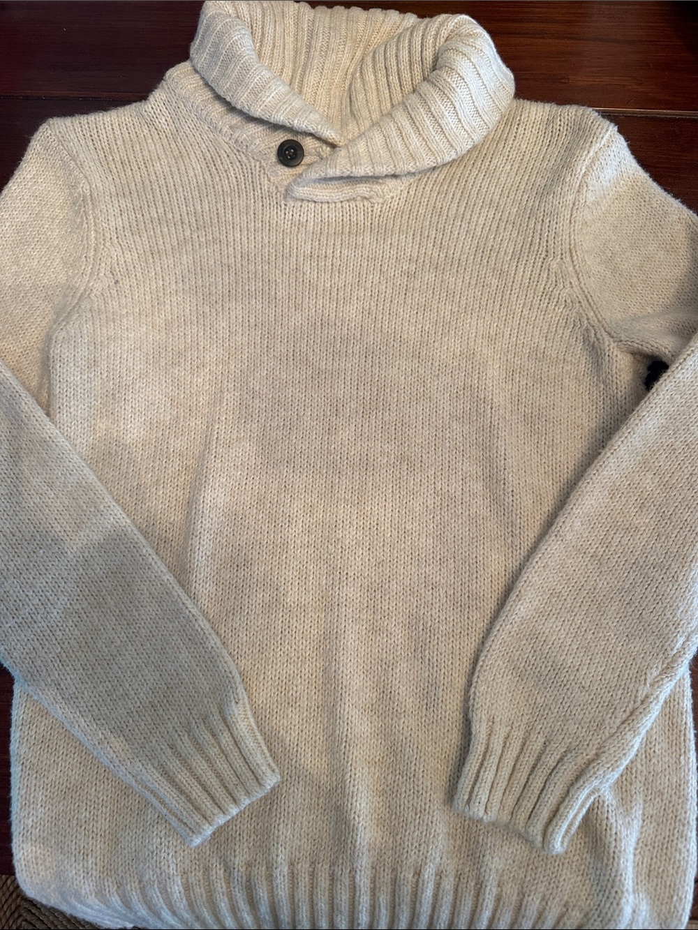 Boy’s Shawl Collar Button Sweater - Cream